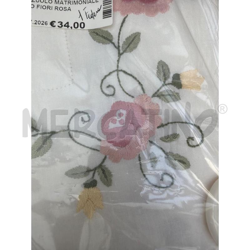 LENZUOLO MATRIMONIALE LINO FIORI ROSA 1 FEDERA | Mercatino dell'Usato Trapani via libica 2