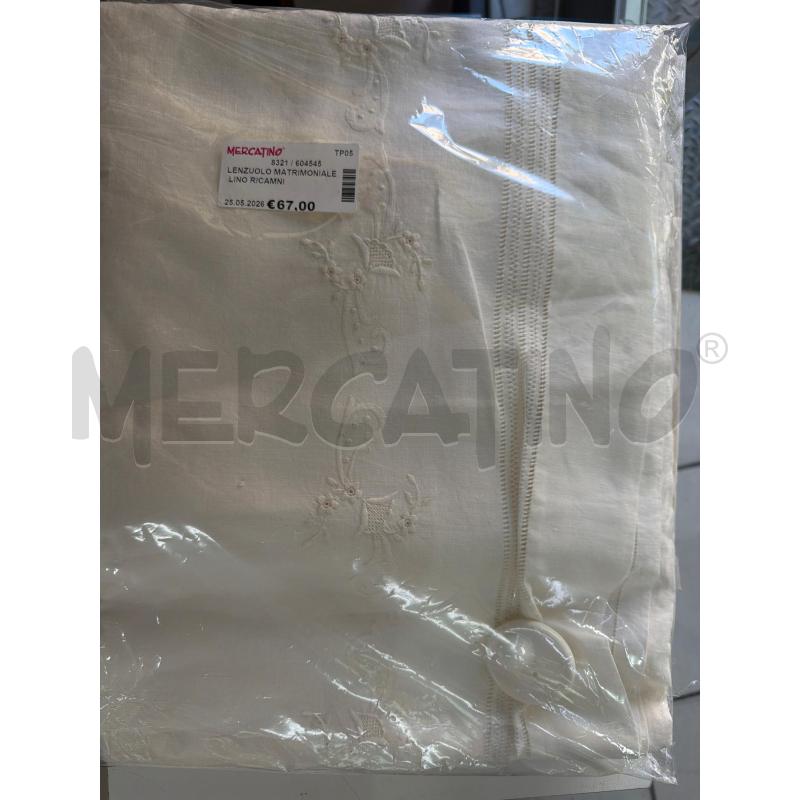 LENZUOLO MATRIMONIALE LINO RICAMNI  | Mercatino dell'Usato Trapani via libica 1