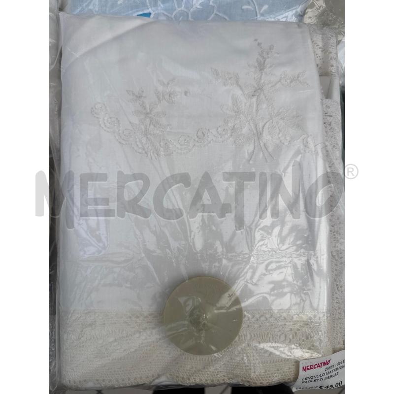 LENZUOLO MATRIMONIALE PAOLETTI MERLETTO RICAMI | Mercatino dell'Usato Trapani via libica 1