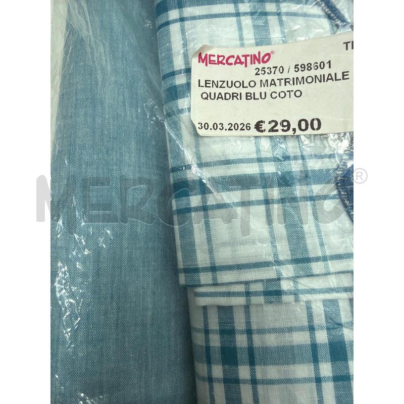 LENZUOLO MATRIMONIALE QUADRI BLU COTONE | Mercatino dell'Usato Trapani via libica 2
