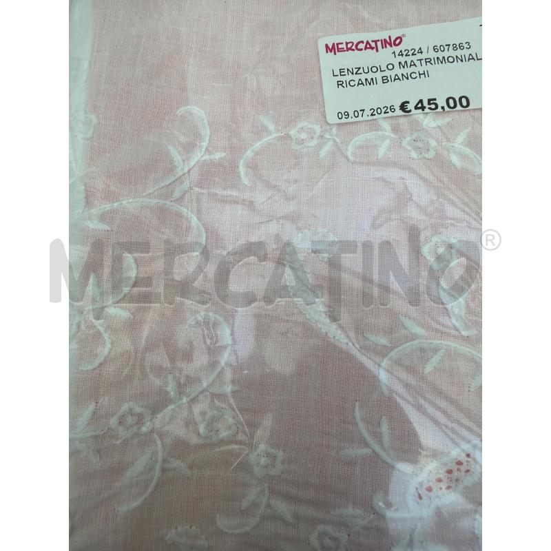 LENZUOLO MATRIMONIALE RICAMI BIANCHI | Mercatino dell'Usato Trapani via libica 2