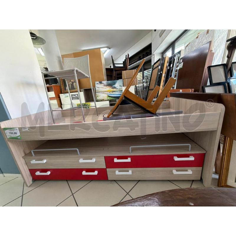 LETTO DOPPIO ROSSO CON CASSETTONI  | Mercatino dell'Usato Trapani via libica 1