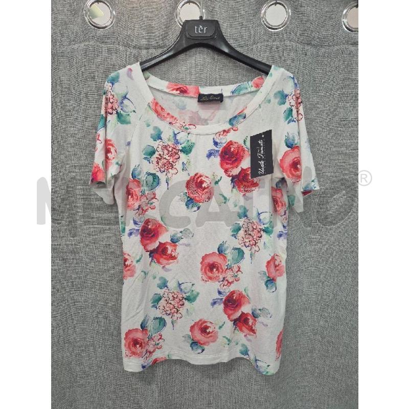 MAGLIA DONNA LUISA SPAGNOLI BIANCA E FIORI ROSSI | Mercatino dell'Usato Trapani via libica 1