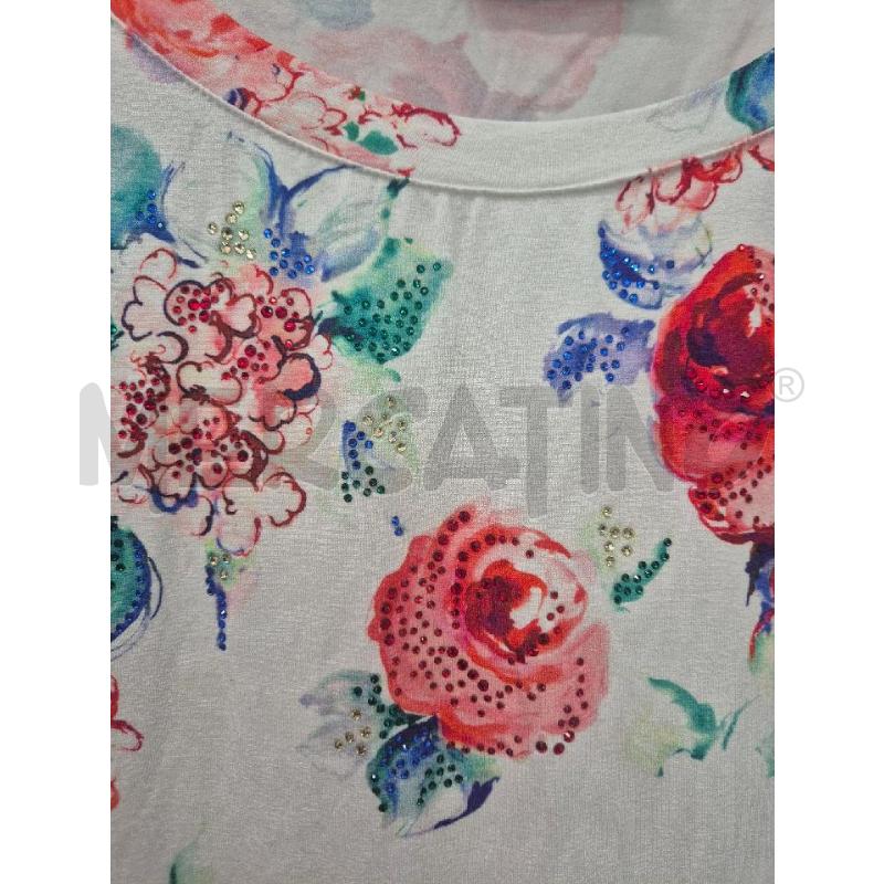 MAGLIA DONNA LUISA SPAGNOLI BIANCA E FIORI ROSSI | Mercatino dell'Usato Trapani via libica 3