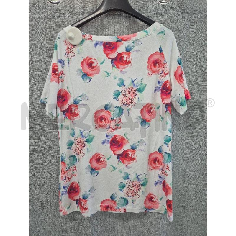 MAGLIA DONNA LUISA SPAGNOLI BIANCA E FIORI ROSSI | Mercatino dell'Usato Trapani via libica 4