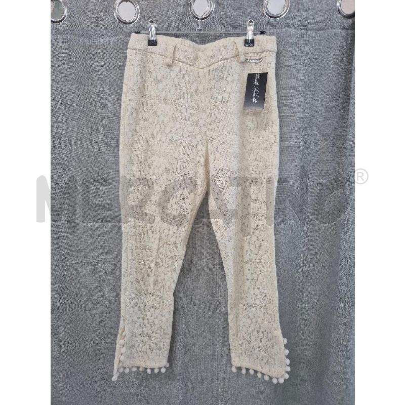 PANTALONE DONNA TWINSET PANNA RICAMATO  | Mercatino dell'Usato Trapani via libica 1