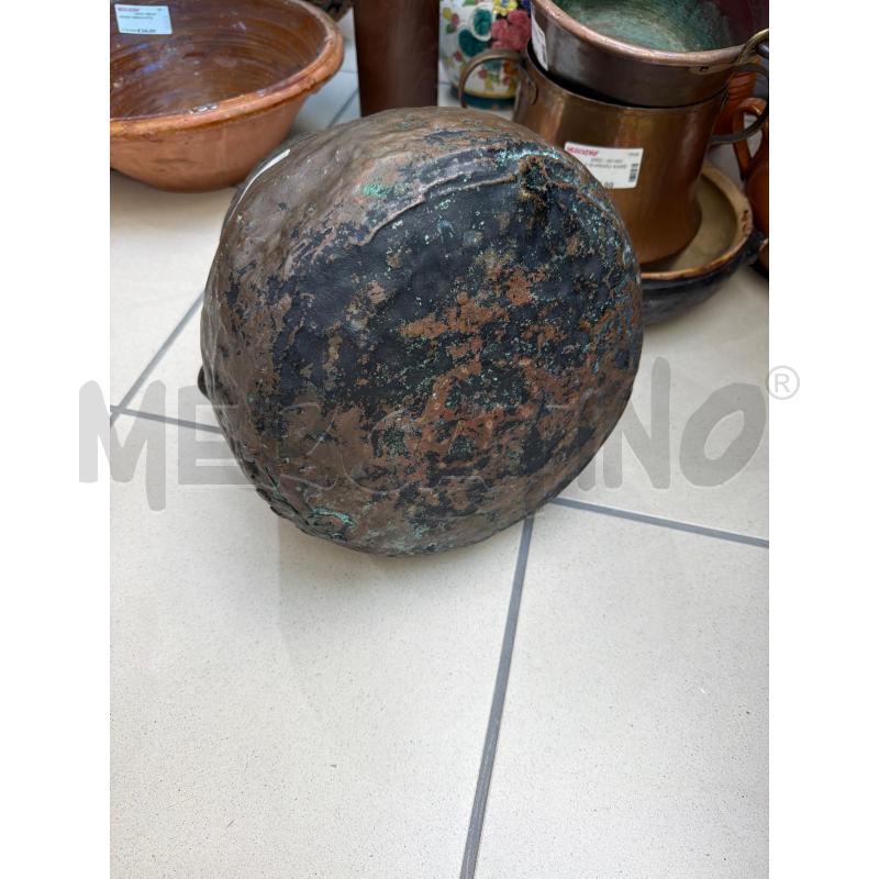 PENTOLA RAME VINTAGE BOMBATA 2 MANICI | Mercatino dell'Usato Trapani via libica 3