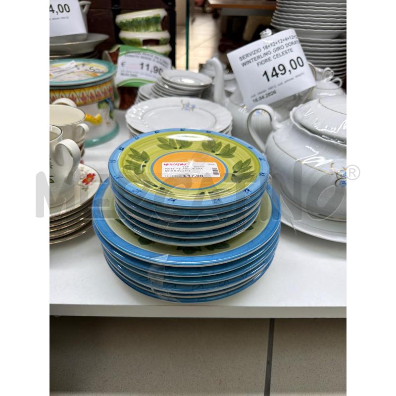 PIATTI PZ. FOGLIE ARANCIO E BLU 6+6  | Mercatino dell'Usato Trapani via libica 2