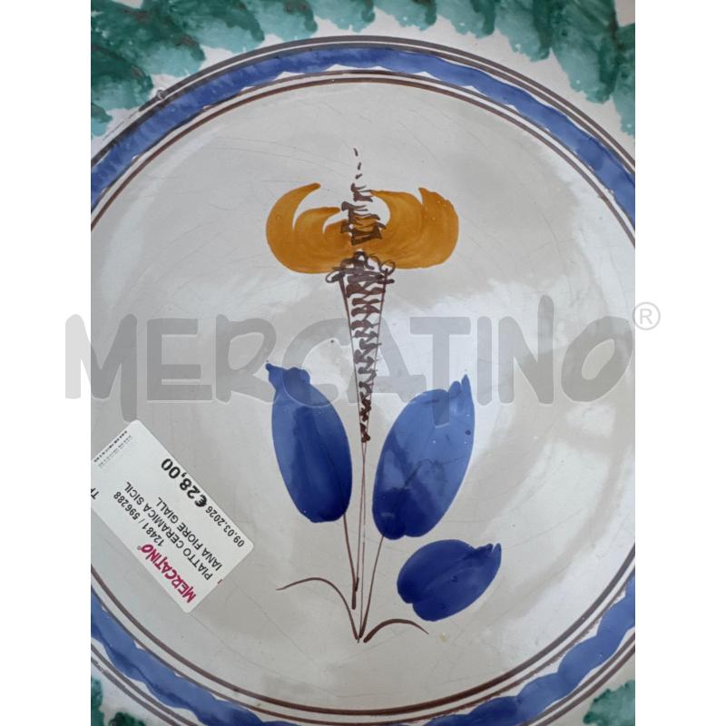 PIATTO CERAMICA SICILIANA FIORE GIALLO | Mercatino dell'Usato Trapani via libica 2