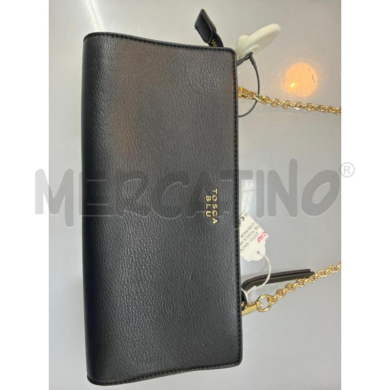 POCHETTE TOSCA NERA IN PELLE CON FIORI STRASS  | Mercatino dell'Usato Trapani via libica 3