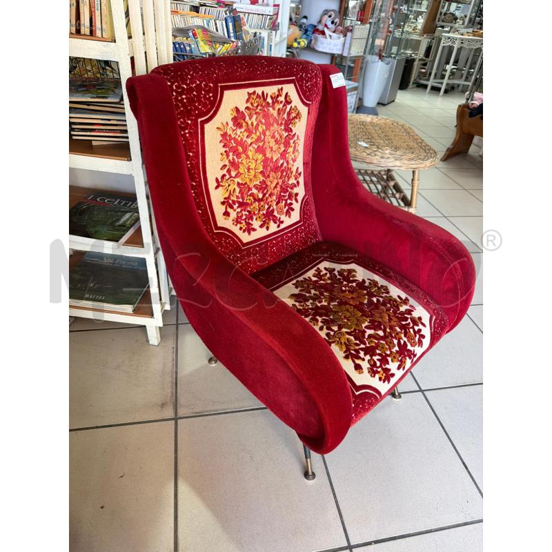 POLTRONA VINTAGE BORDO' E FIORI | Mercatino dell'Usato Trapani via libica 2