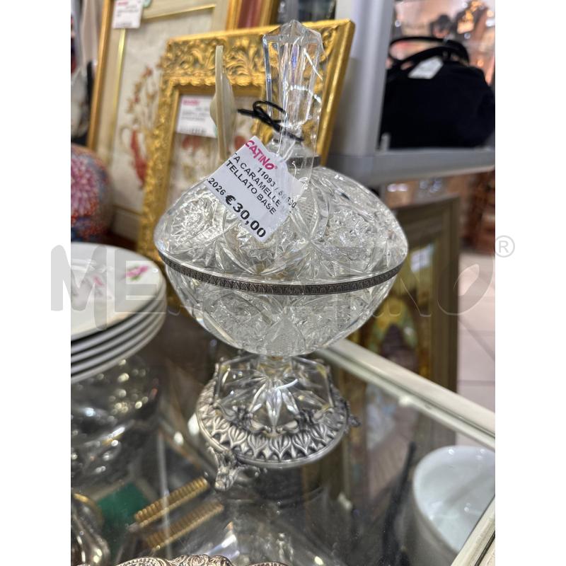 PORTA CARAMELLE VETRO MARTELLATO BASE METALLO | Mercatino dell'Usato Trapani via libica 1