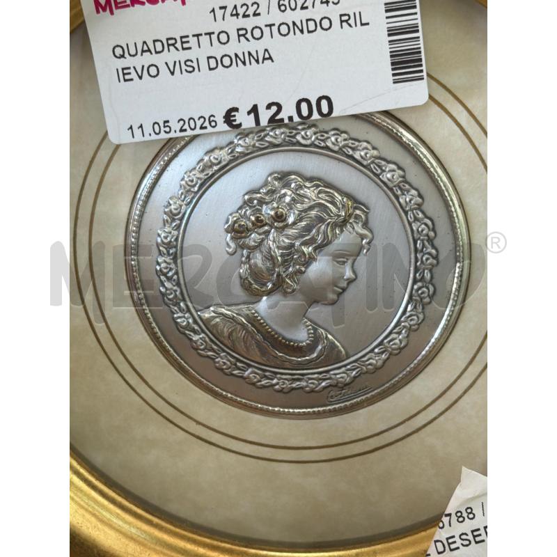 QUADRETTO ROTONDO RILIEVO VISI DONNA GARENZIA | Mercatino dell'Usato Trapani via libica 2