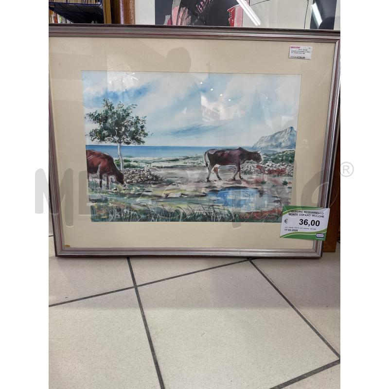 QUADRO ACQUARELLO MONTE COFANO MUCCHE | Mercatino dell'Usato Trapani via libica 1