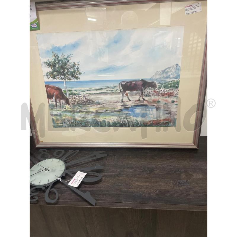 QUADRO ACQUARELLO MONTE COFANO MUCCHE | Mercatino dell'Usato Trapani via libica 2