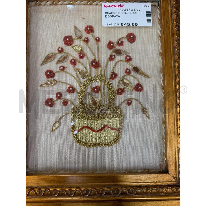 QUADRO CORALLO CORNICE DORATA | Mercatino dell'Usato Trapani via libica 3