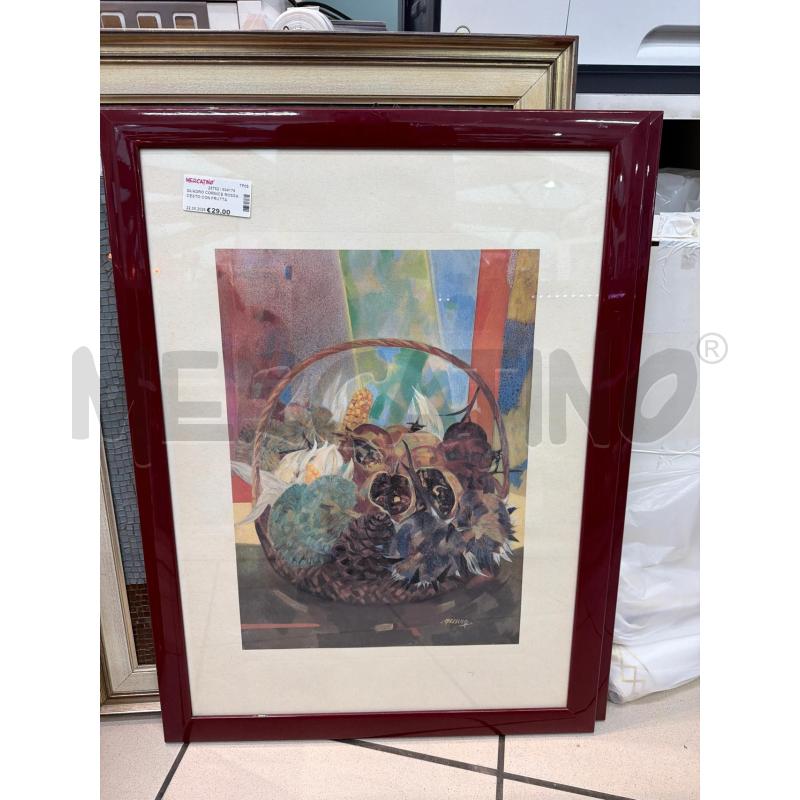 QUADRO CORNICE ROSSA CESTO CON FRUTTA | Mercatino dell'Usato Trapani via libica 1