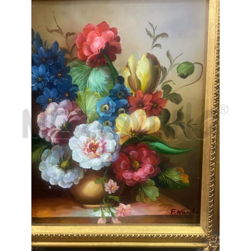 QUADRO FIORI E CORNICE DORATA RILIEVI | Mercatino dell'Usato Trapani via libica 2