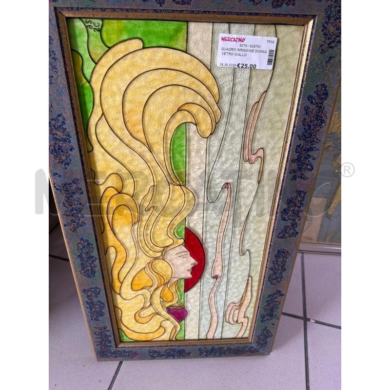 QUADRO IMMAGINE DONNA VETRO GIALLO | Mercatino dell'Usato Trapani via libica 2