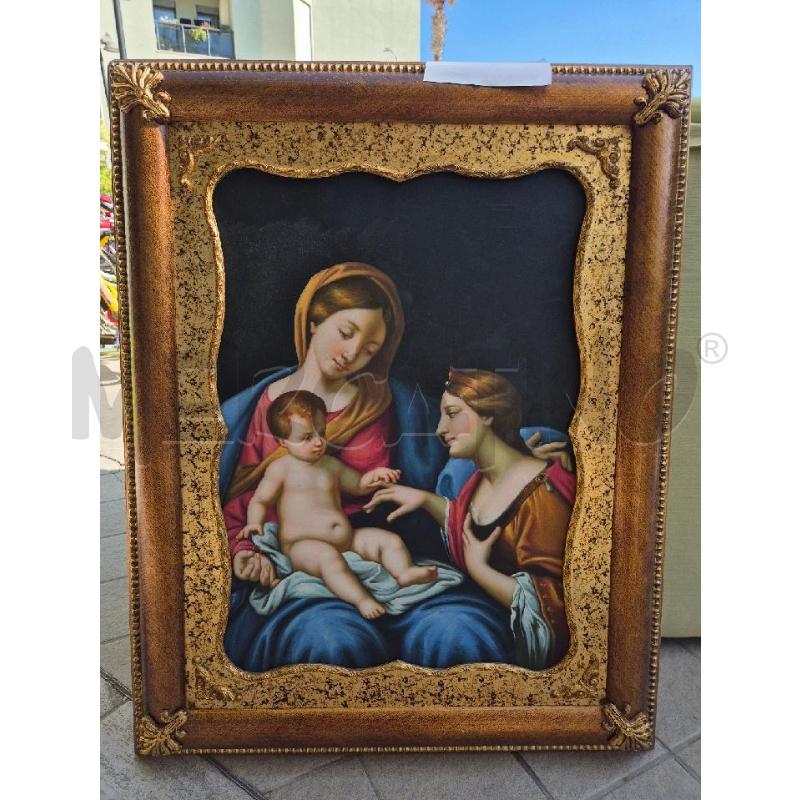 QUADRO OLIO SU TELA DUE DONNE E UN BAMBINO | Mercatino dell'Usato Trapani via libica 1