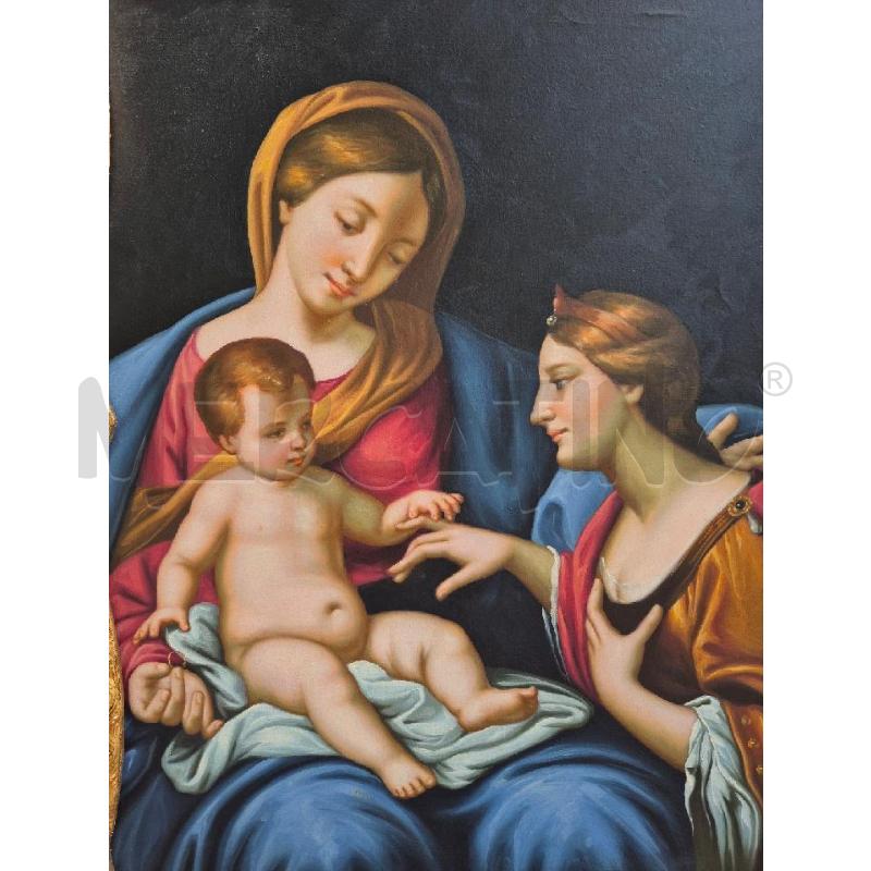 QUADRO OLIO SU TELA DUE DONNE E UN BAMBINO | Mercatino dell'Usato Trapani via libica 2