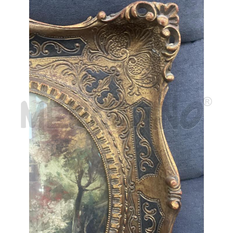 QUADRO OVALE PAESAGGIO CASTELLO CORNICE DORATA | Mercatino dell'Usato Trapani via libica 3