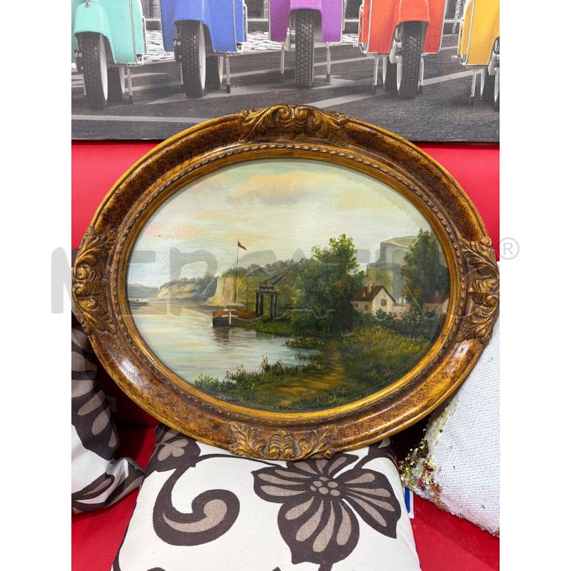 QUADRO OVALE PAESAGGIO LAGO | Mercatino dell'Usato Trapani via libica 1
