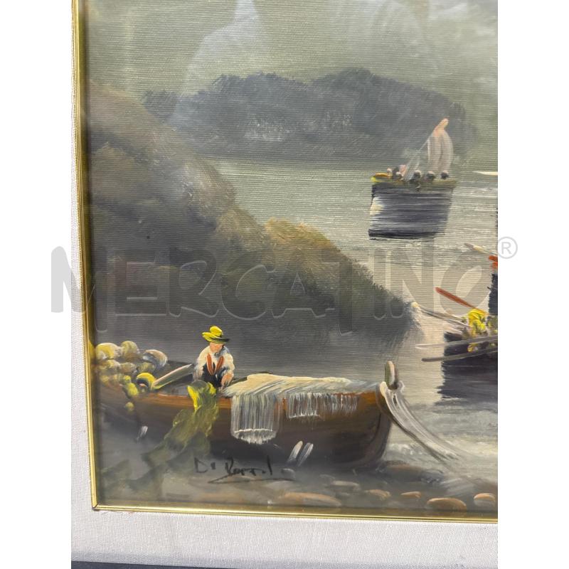 QUADRO TELA PAESAGGIO BARCHE  | Mercatino dell'Usato Trapani via libica 2