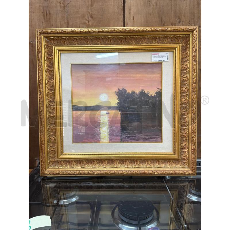 QUADRO TELA TRAMONTO CORNICE DORATA WALTER ACCIARDI  | Mercatino dell'Usato Trapani via libica 1