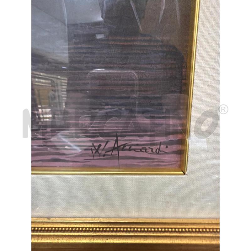 QUADRO TELA TRAMONTO CORNICE DORATA WALTER ACCIARDI  | Mercatino dell'Usato Trapani via libica 2