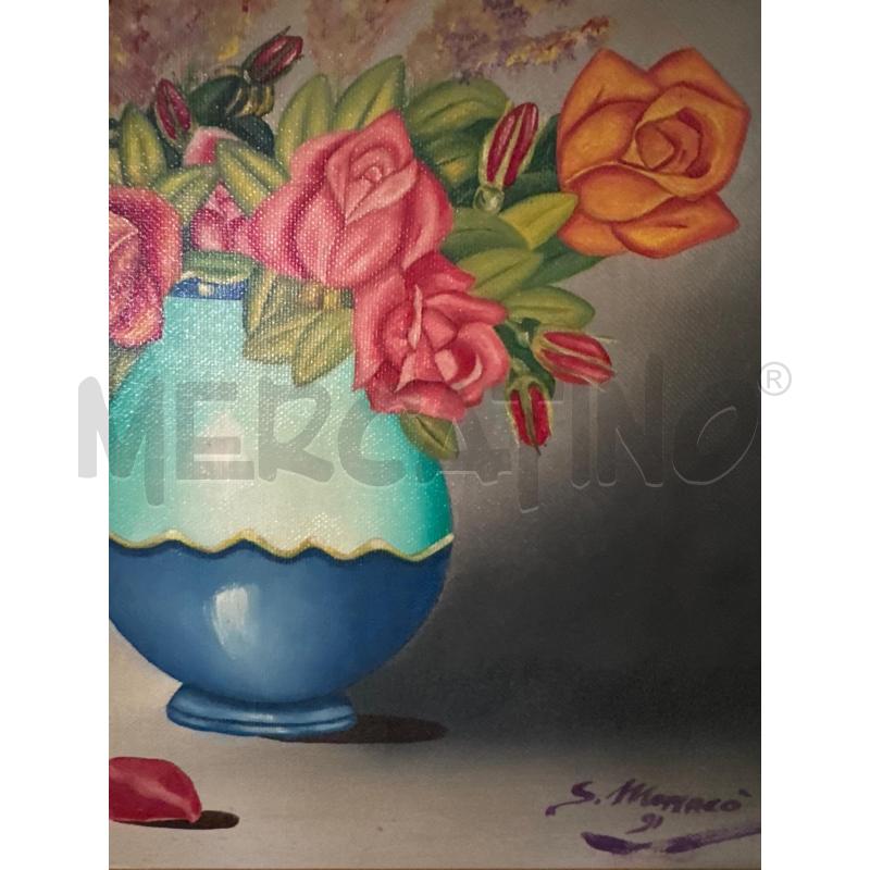 QUADRO TELA VASO FIORI  | Mercatino dell'Usato Trapani via libica 3