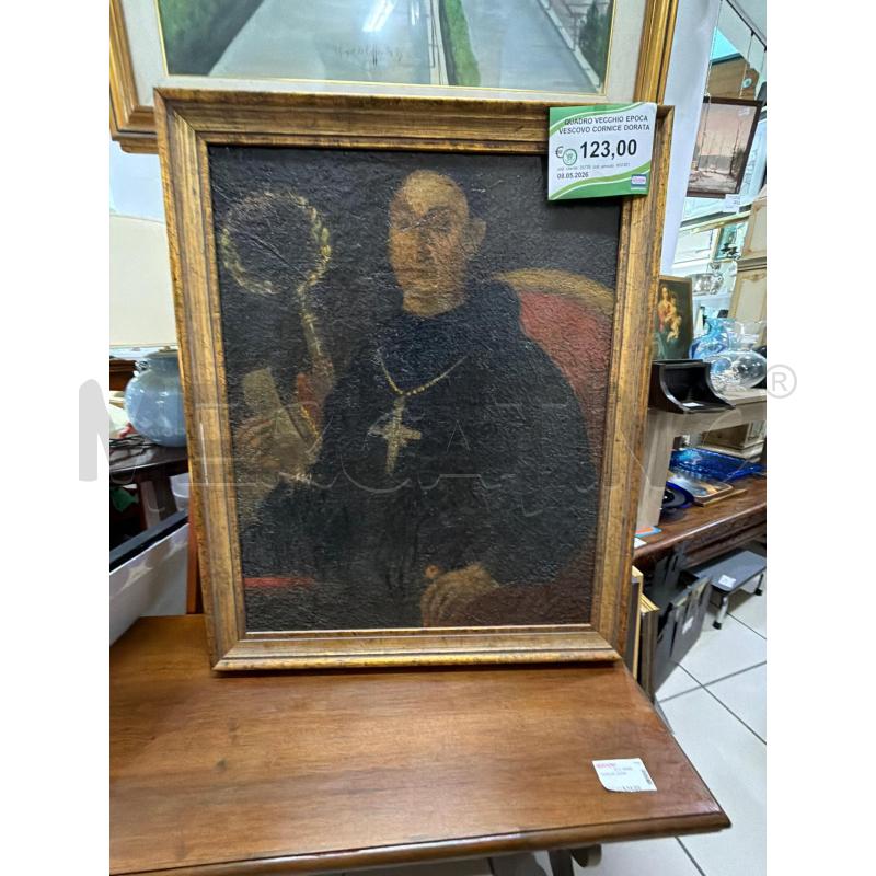 QUADRO VECCHIO EPOCA VESCOVO CORNICE DORATA  | Mercatino dell'Usato Trapani via libica 4