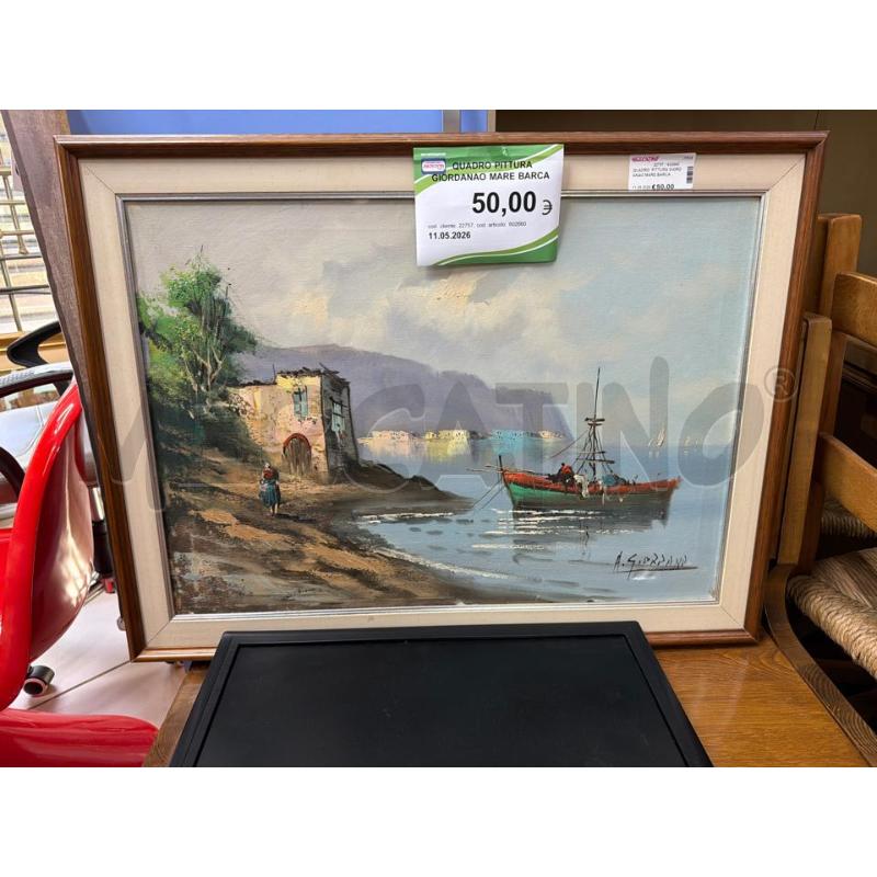 QUADRO  PITTURA GIORDANAO MARE BARCA  | Mercatino dell'Usato Trapani via libica 1