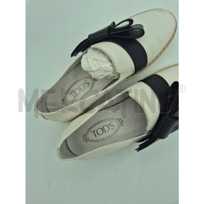 SCARPE DONNA TOD'S BIANCHE CON FIOCCO NERO  | Mercatino dell'Usato Trapani via libica 4