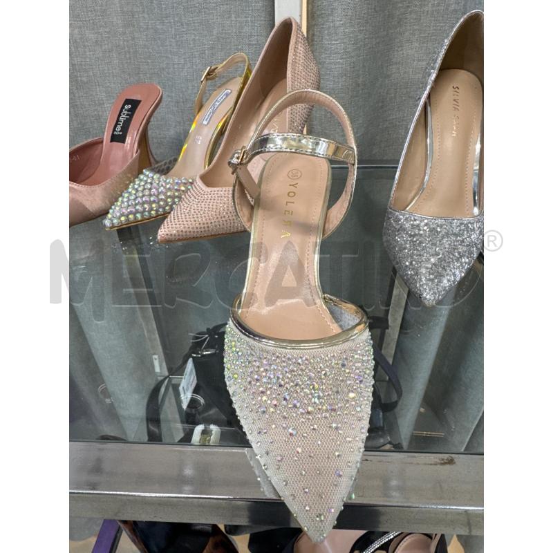 SCARPE DONNA  VOLERA STRASS DORATE  | Mercatino dell'Usato Trapani via libica 2