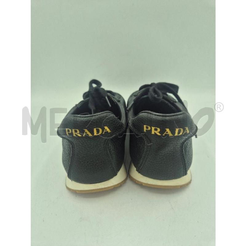 SCARPE UOMO PRADA NERE IN PELLE SUOLA BIANCA  | Mercatino dell'Usato Trapani via libica 2