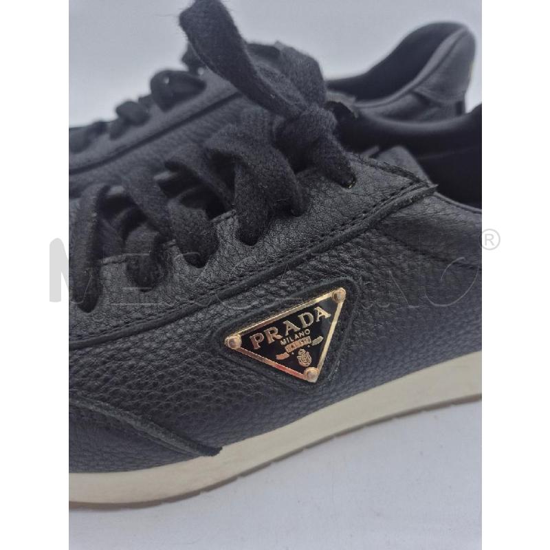 SCARPE UOMO PRADA NERE IN PELLE SUOLA BIANCA  | Mercatino dell'Usato Trapani via libica 5