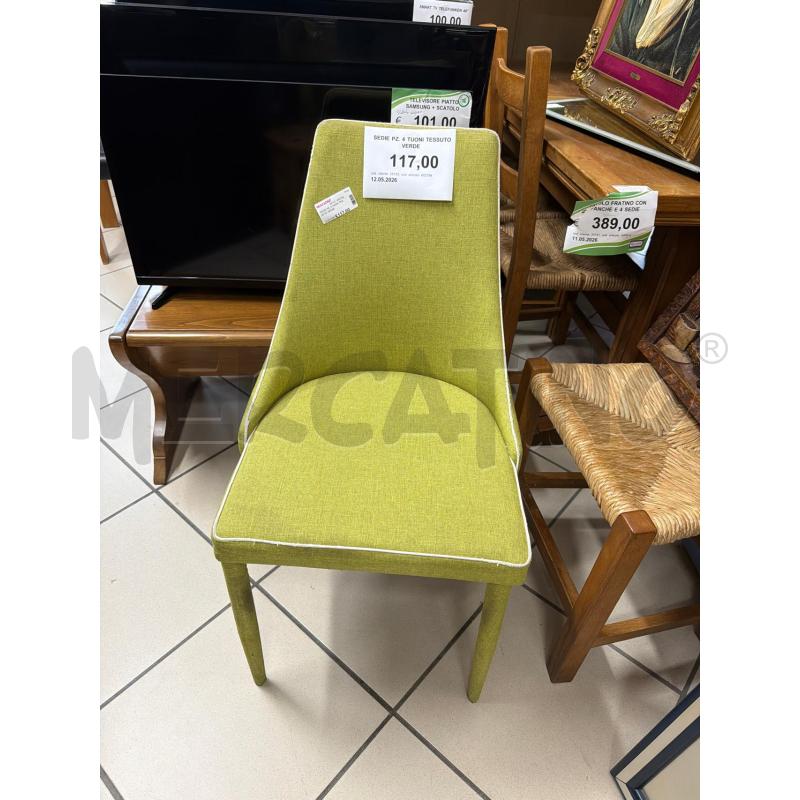 SEDIE PZ. 4 TUONI TESSUTO VERDE | Mercatino dell'Usato Trapani via libica 1