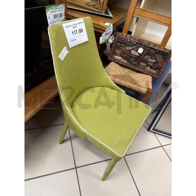 SEDIE PZ. 4 TUONI TESSUTO VERDE | Mercatino dell'Usato Trapani via libica 2