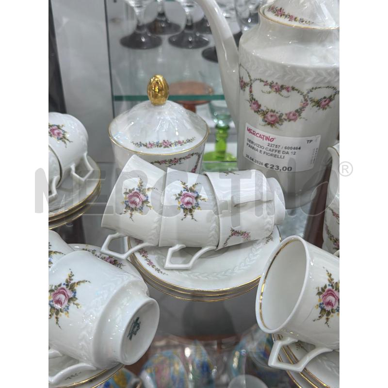 SERVIZIO CAFFE DA 12 PANNA E FIORELLINI ROSA | Mercatino dell'Usato Trapani via libica 2