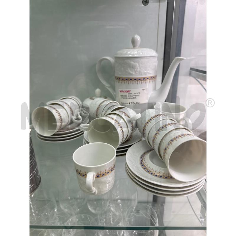 SERVIZIO DI CAFFEDA 12 PORCELLANA BIANCO DORATO BLU | Mercatino dell'Usato Trapani via libica 1