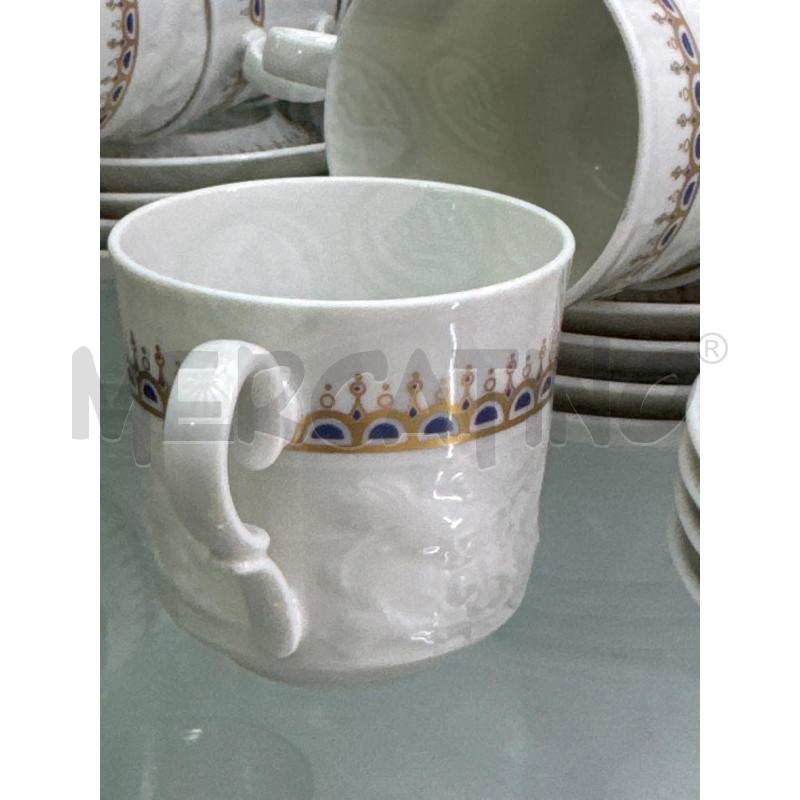 SERVIZIO DI CAFFEDA 12 PORCELLANA BIANCO DORATO BLU | Mercatino dell'Usato Trapani via libica 2