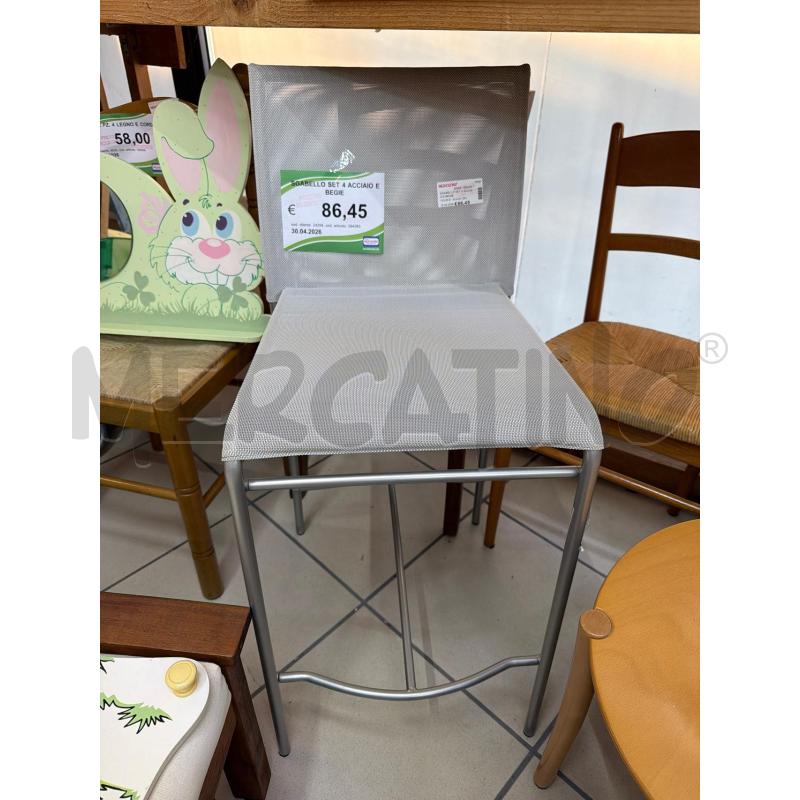 SGABELLO SET 4 ACCIAIO E BEGIE | Mercatino dell'Usato Trapani via libica 1