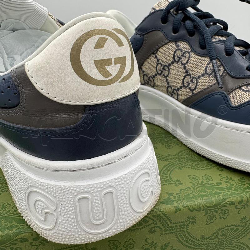 SNEAKERS GUCCI TESSUTO E PELLE BLU  | Mercatino dell'Usato Trapani via libica 3