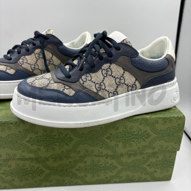 SNEAKERS GUCCI TESSUTO E PELLE BLU  | Mercatino dell'Usato Trapani via libica 5