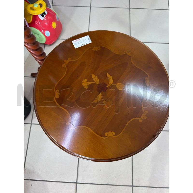TAVOLINO ROTONDO 1 PIEDE3 LEGNO INTASIATO FIORI  | Mercatino dell'Usato Trapani via libica 2
