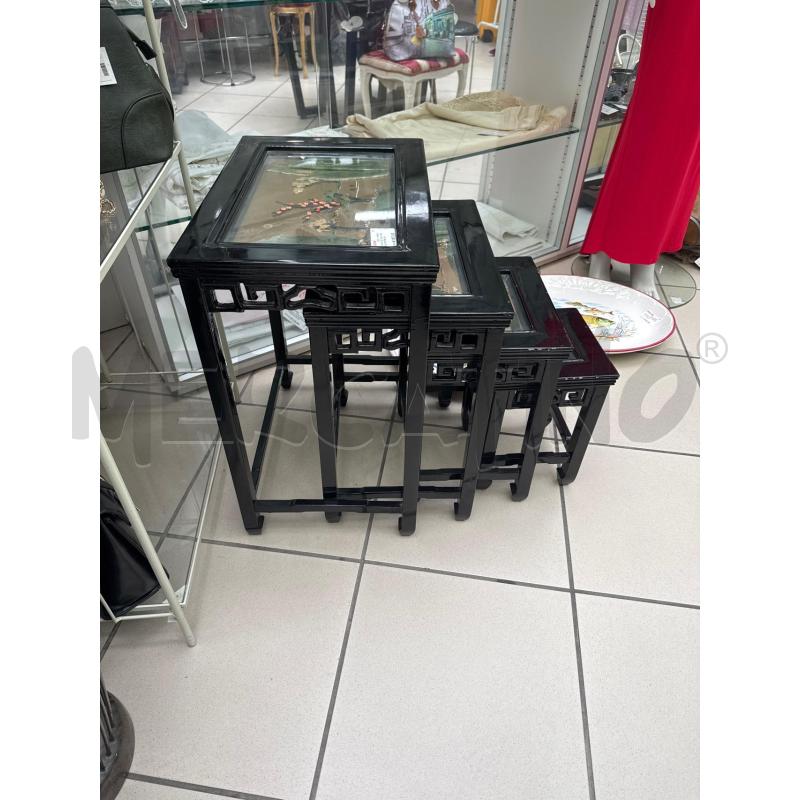 TAVOLINO SET DA 4 ORIENTALE PIETRE DURE | Mercatino dell'Usato Trapani via libica 3