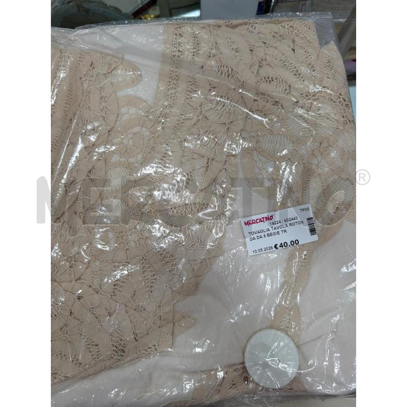 TOVAGLIA TAVOLA ROTONDA DA 8 BEGIE TRINETTA | Mercatino dell'Usato Trapani via libica 1