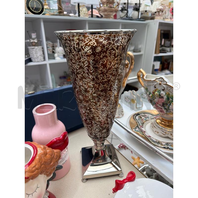 VASO BASE ACCIAIO QUADRATO VETRO E MARRO | Mercatino dell'Usato Trapani via libica 1