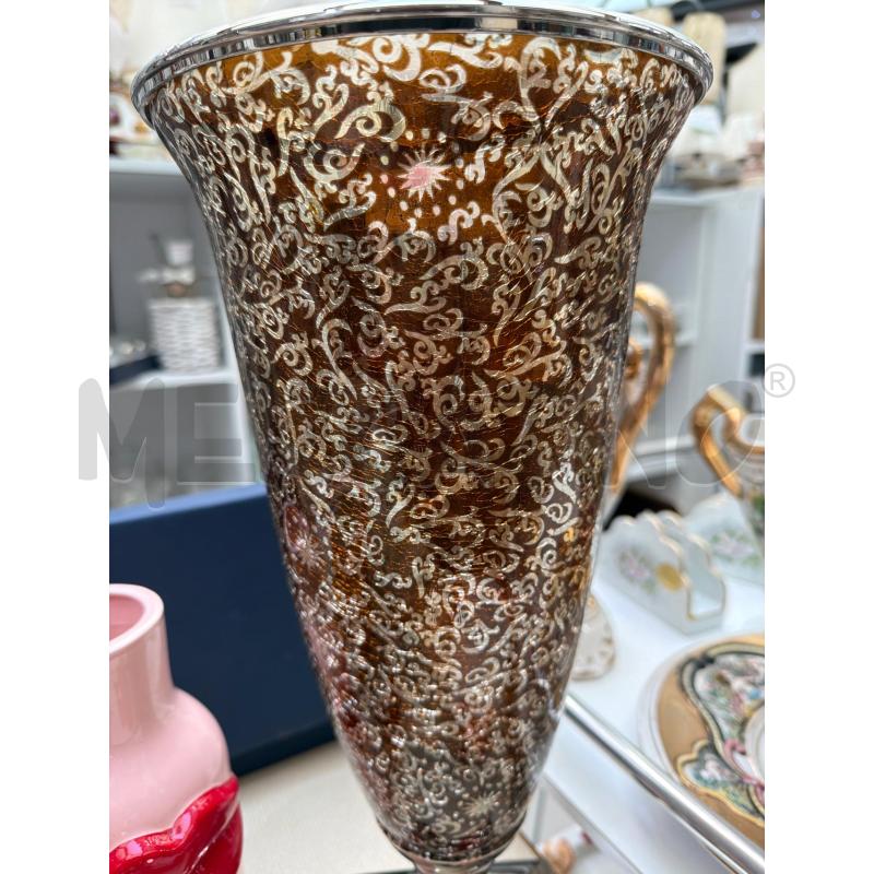 VASO BASE ACCIAIO QUADRATO VETRO E MARRO | Mercatino dell'Usato Trapani via libica 2
